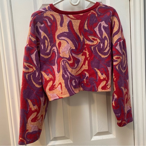 cropped knit marbled jacquard sweater (size M) - Picture 4 of 10